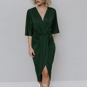 Mimi Midi Dress in Hunter Green